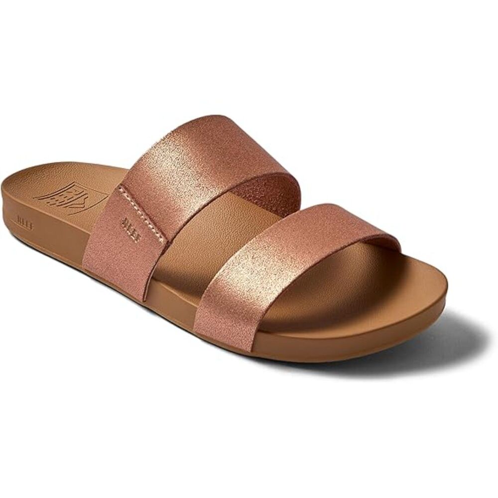 REEF Cushion Vista Women's Fashion Slide Sandal with Vegan Leather Strap and